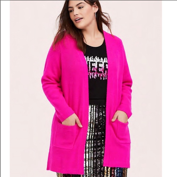 longline cardigan pink